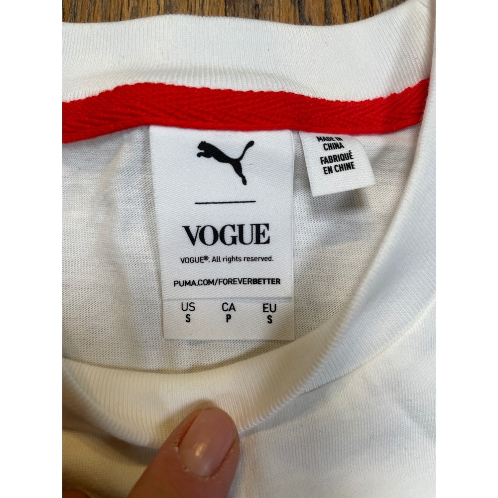 Puma x Vogue White Embroidered Logo Crew‎ Neck T Shirt Women's Size Small